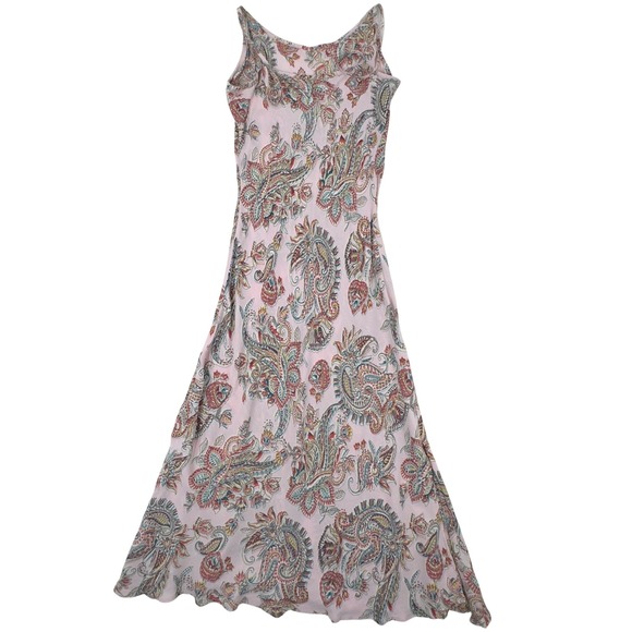 Vintage Charlotte Russe Midi Slip Dress MED Pink Paisley Spaghetti Strap 90's - Picture 5 of 14